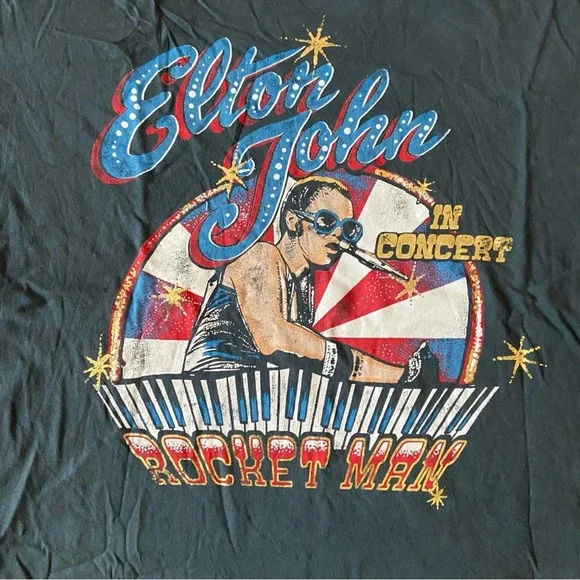 Daydreamer Black Red Blue Elton John Rocket Man Concert Oversized T-Shirt Sz L - Picture 7 of 13
